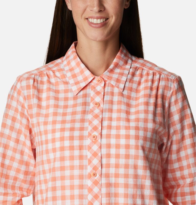Thumbnail: Women's Camp Henry III Long Sleeve Shirt, Color: Coral Reef Gingham, image 4