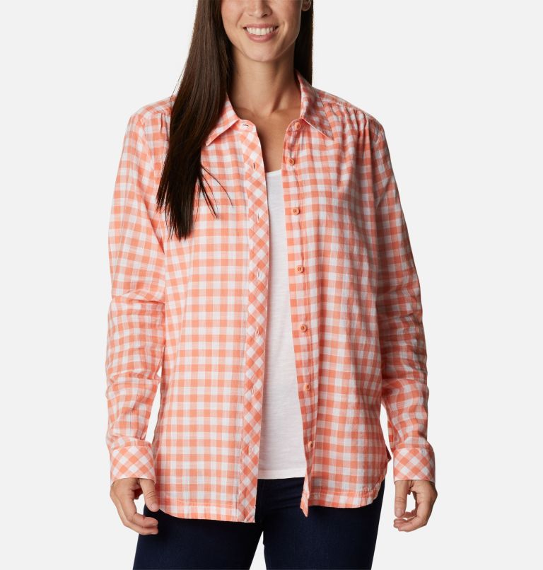 Thumbnail: Women's Camp Henry III Long Sleeve Shirt, Color: Coral Reef Gingham, image 7