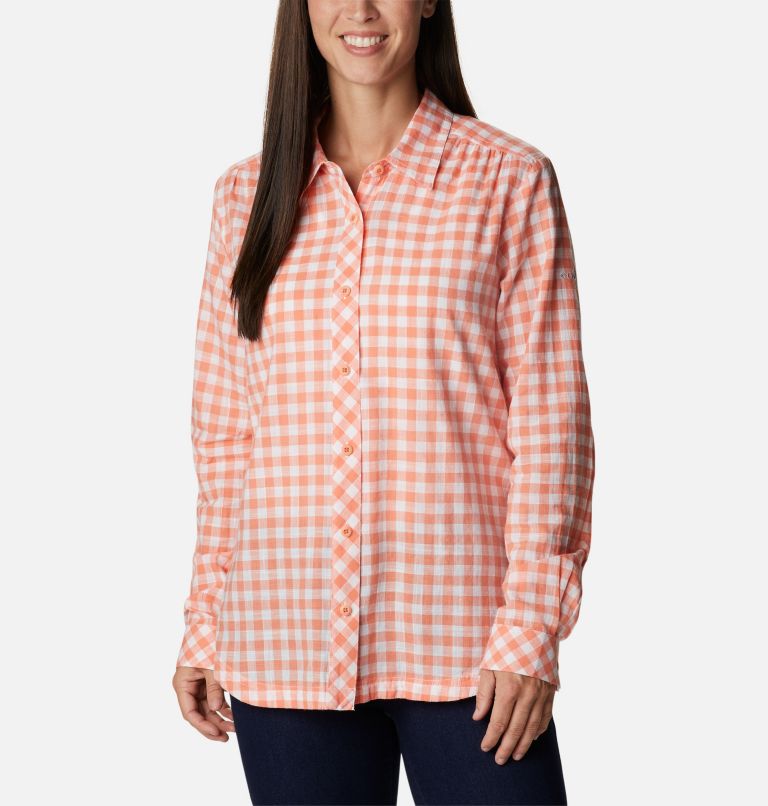 Women's Camp Henry III Long Sleeve Shirt, Color: Coral Reef Gingham, image 1