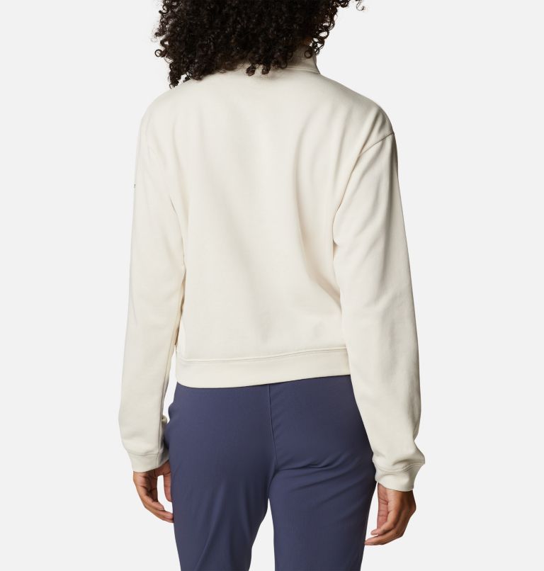 Women's Columbia Trek French Terry Half Zip Sweatshirt, Color: Chalk, Stacked Gem