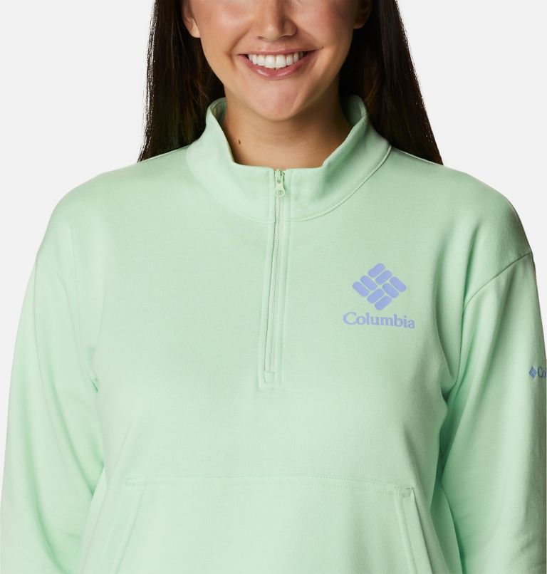 Thumbnail: Women's Columbia Trek French Terry Half Zip Sweatshirt, Color: Key West, Stacked Gem, image 4