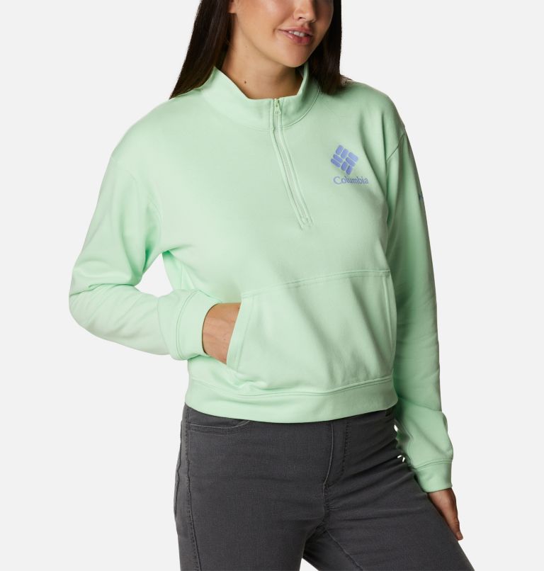 Women's Columbia Trek French Terry Half Zip Sweatshirt, Color: Key West, Stacked Gem, image 5