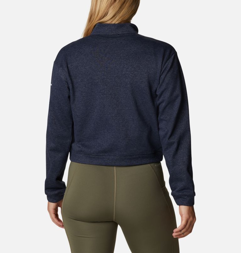Thumbnail: Women's Columbia Trek French Terry Half Zip Sweatshirt, Color: Collegiate Navy Heather, Stacked Gem, image 2