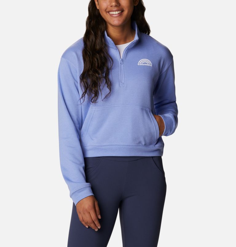 Women's Columbia Trek French Terry Half Zip Sweatshirt, Color: Serenity Heather, Rainbow, image 1