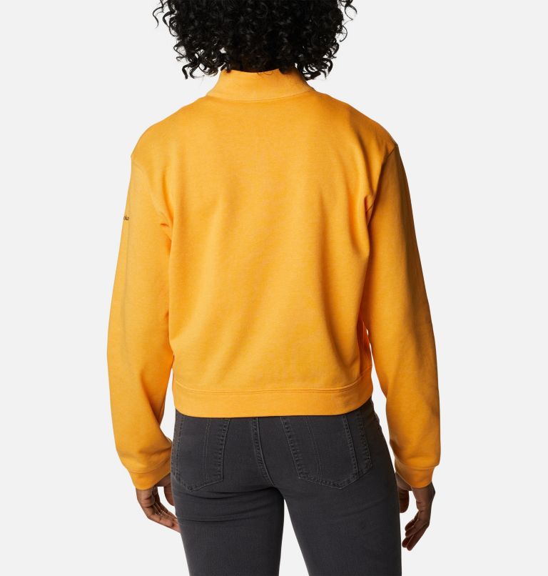 Thumbnail: Women's Columbia Trek French Terry Half Zip Sweatshirt, Color: Mango Heather, Stacked Gem, image 2