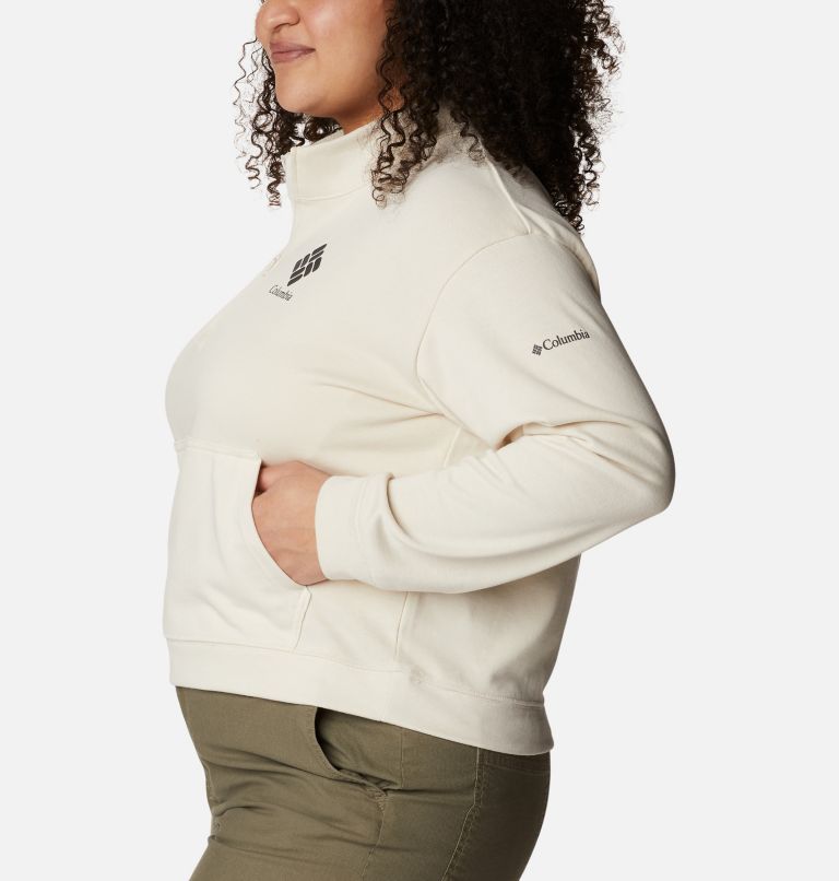 Women's Columbia Trek French Terry Half Zip Sweatshirt - Plus Size, Color: Chalk, Stacked Gem