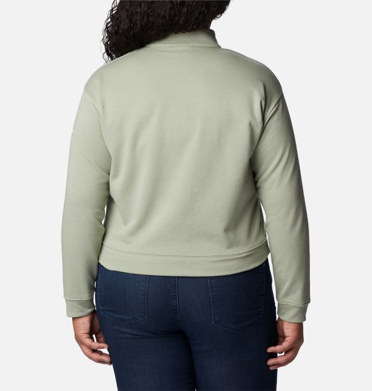 Thumbnail: Women's Columbia Trek French Terry Half Zip Sweatshirt - Plus Size, Color: Safari, White CSC Stacked Logo, image 2