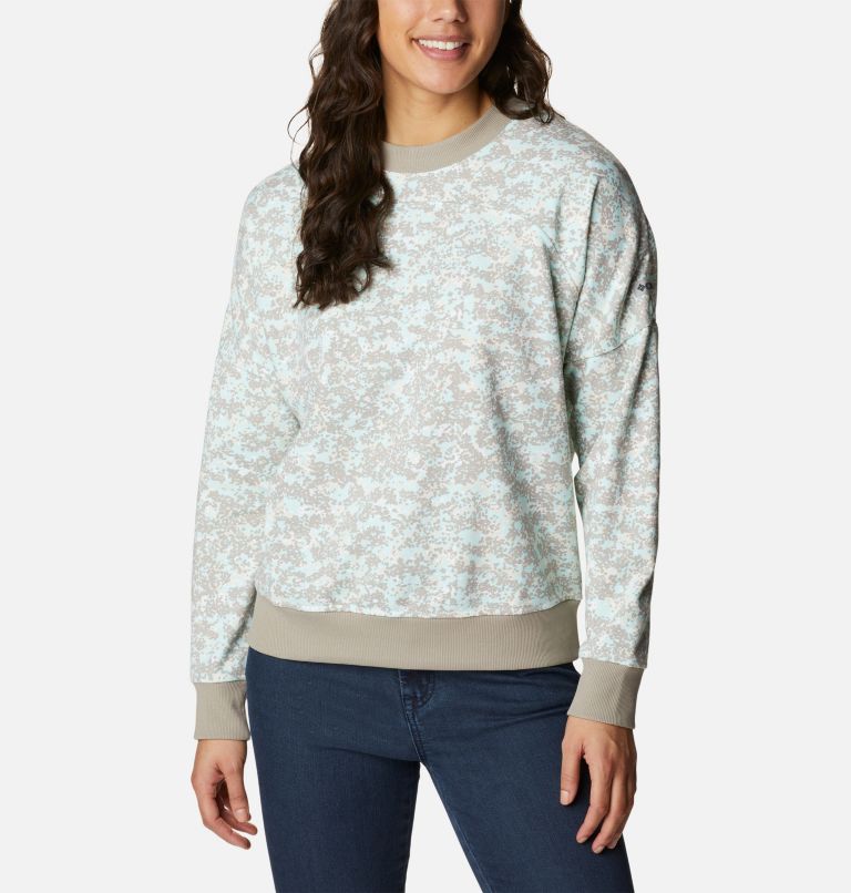 Women's Columbia Lodge French Terry Crew, Color: Chalk Dotty Disguise