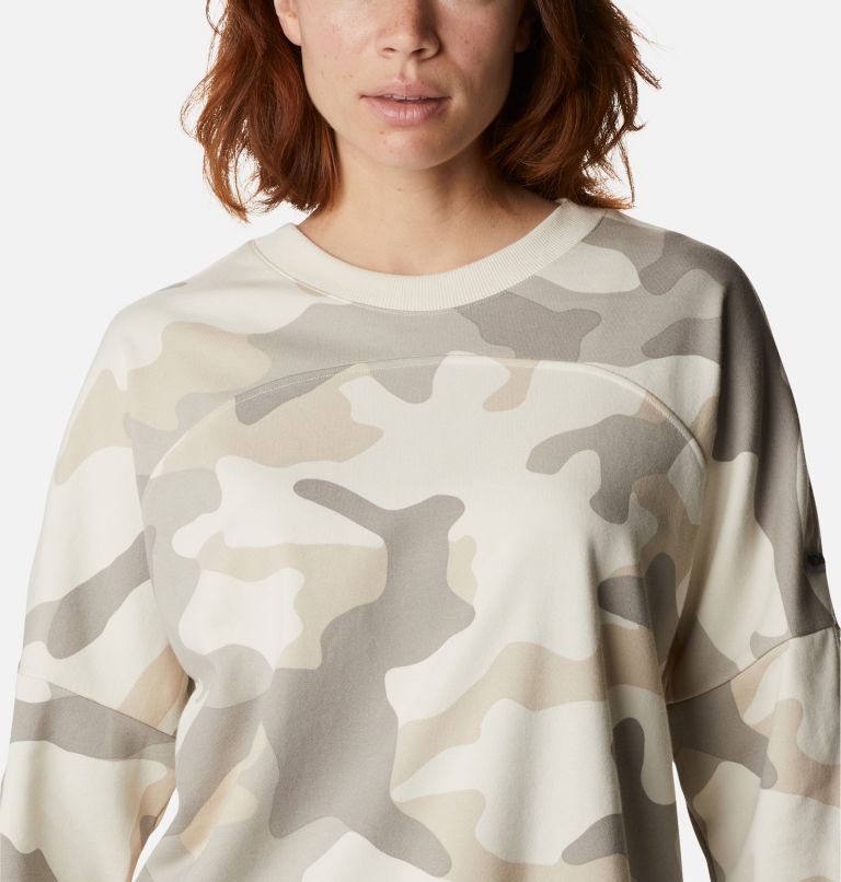 Women's Columbia Lodge French Terry Crew, Color: Chalk Mod Camo, image 4