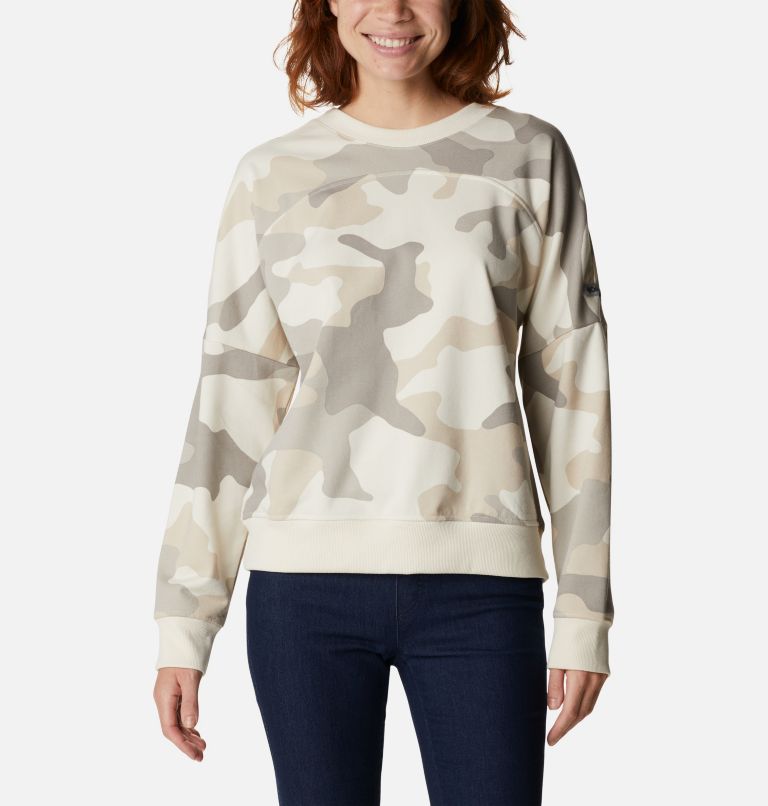 Women's Columbia Lodge French Terry Crew, Color: Chalk Mod Camo, image 1