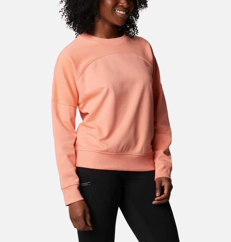 Women's Columbia Lodge French Terry Crew, Color: Coral Reef, image 5