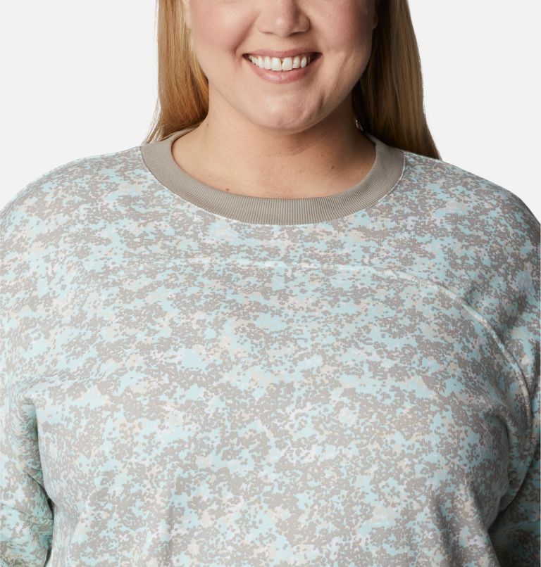 Thumbnail: Women's Columbia Lodge French Terry Crew - Plus Size, Color: Chalk Dotty Disguise, image 4