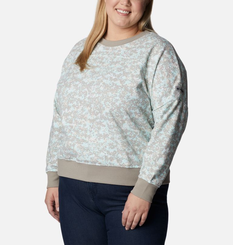 Women's Columbia Lodge French Terry Crew - Plus Size, Color: Chalk Dotty Disguise