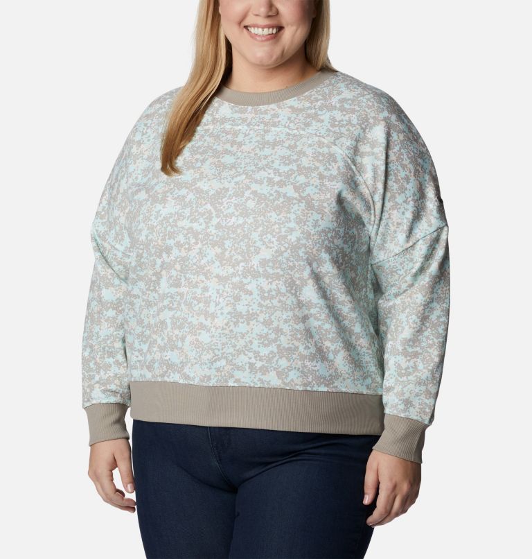 Women's Columbia Lodge French Terry Crew - Plus Size, Color: Chalk Dotty Disguise, image 1