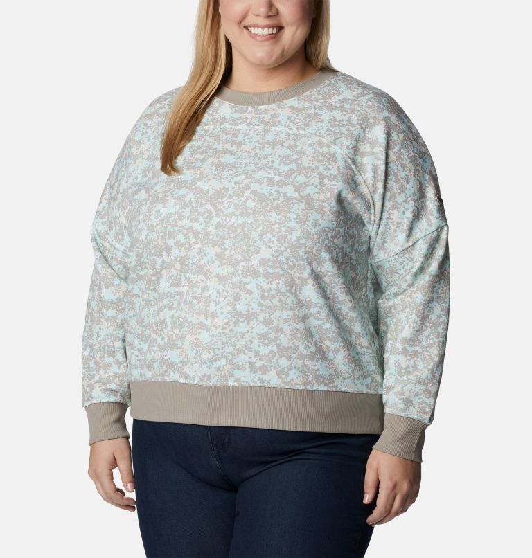 Thumbnail: Women's Columbia Lodge French Terry Crew - Plus Size, Color: Chalk Dotty Disguise, image 1