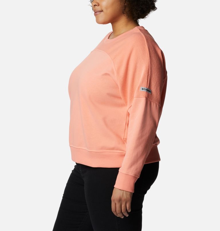 Thumbnail: Women's Columbia Lodge French Terry Crew - Plus Size, Color: Coral Reef, image 3