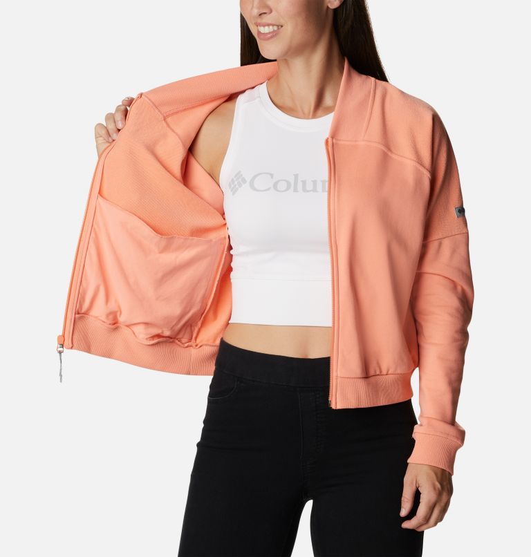 Women's Columbia Lodge French Terry Full Zip Jacket, Color: Coral Reef, image 5