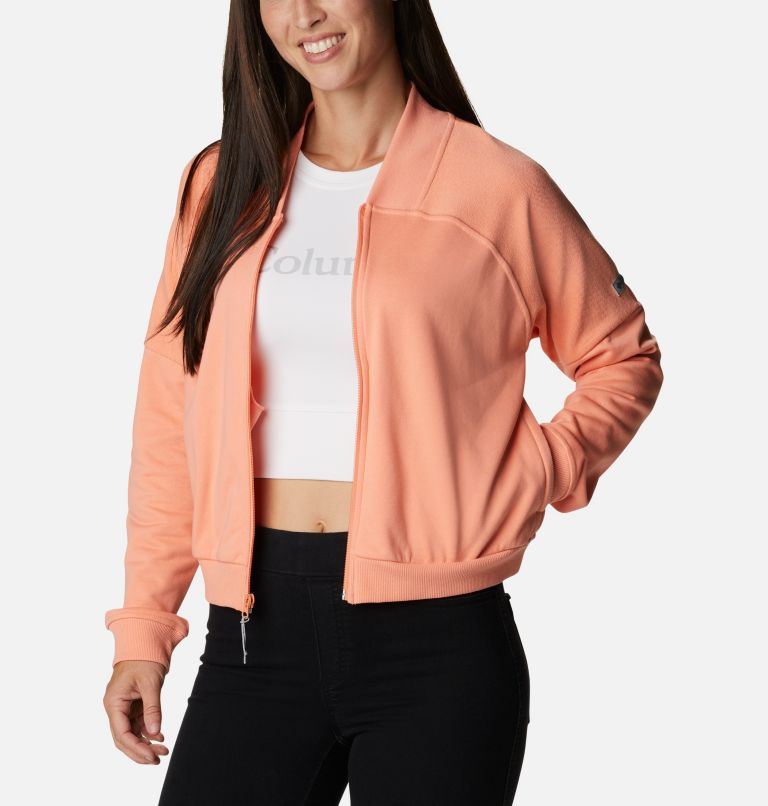 Women's Columbia Lodge French Terry Full Zip Jacket, Color: Coral Reef, image 6