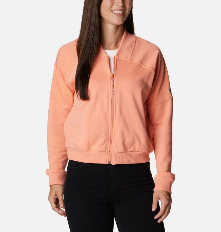 Thumbnail: Women's Columbia Lodge French Terry Full Zip Jacket, Color: Coral Reef, image 1