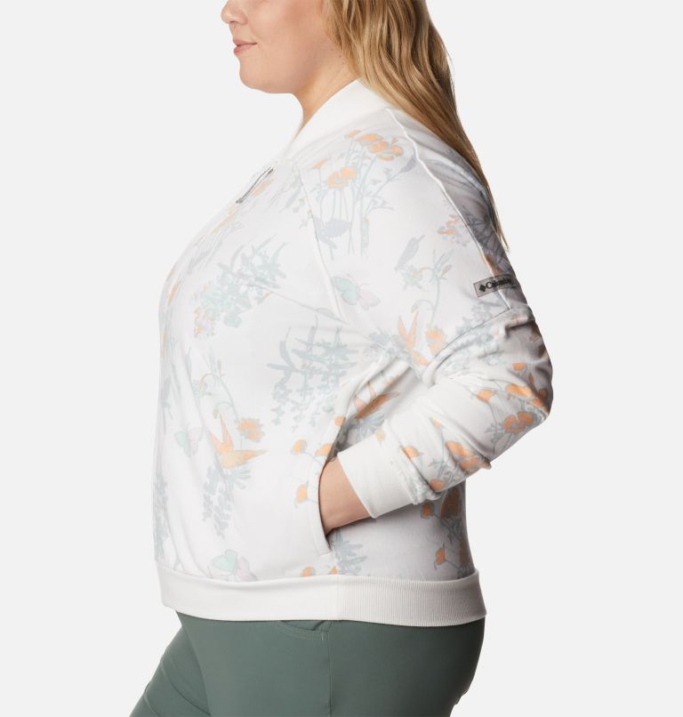 Women's Columbia Lodge French Terry Full Zip Jacket - Plus Size, Color: White Radical Botanical, image 3