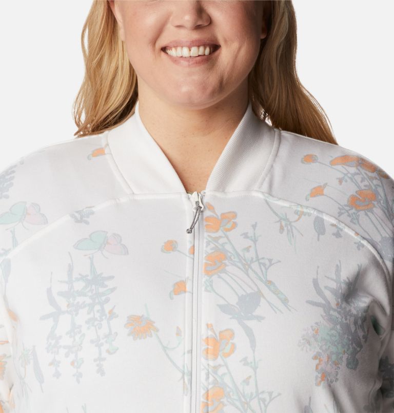 Women's Columbia Lodge French Terry Full Zip Jacket - Plus Size, Color: White Radical Botanical, image 4