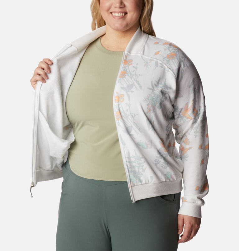 Women's Columbia Lodge French Terry Full Zip Jacket - Plus Size, Color: White Radical Botanical, image 5