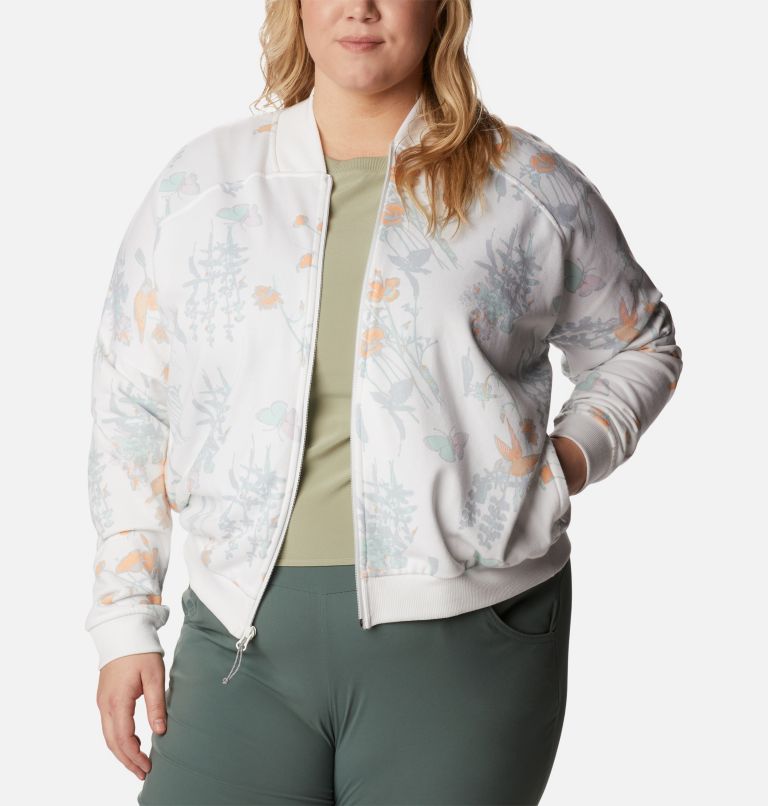 Women's Columbia Lodge French Terry Full Zip Jacket - Plus Size, Color: White Radical Botanical, image 6