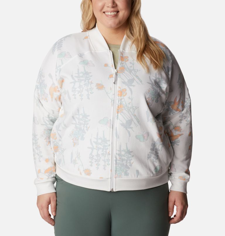 Women's Columbia Lodge French Terry Full Zip Jacket - Plus Size, Color: White Radical Botanical, image 1