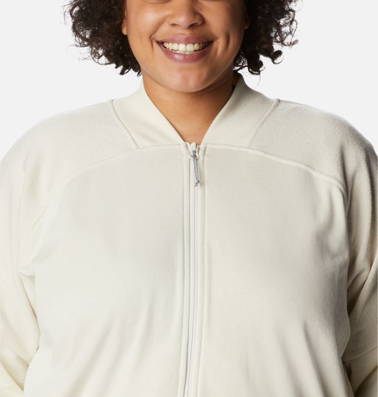 Thumbnail: Women's Columbia Lodge French Terry Full Zip Jacket - Plus Size, Color: Chalk, image 4