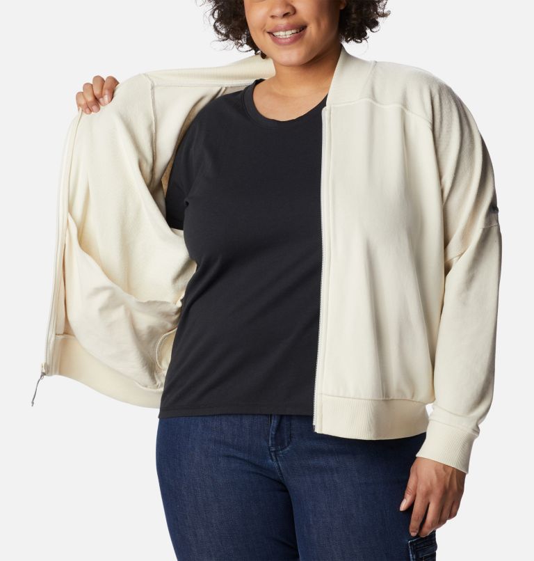 Thumbnail: Women's Columbia Lodge French Terry Full Zip Jacket - Plus Size, Color: Chalk, image 5