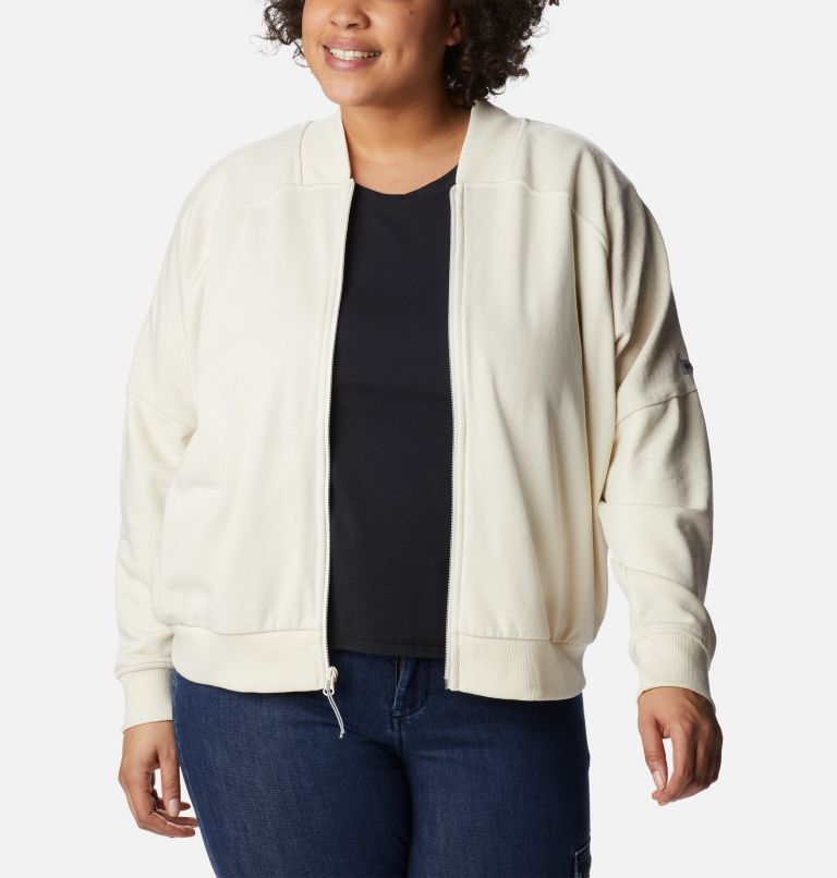 Thumbnail: Women's Columbia Lodge French Terry Full Zip Jacket - Plus Size, Color: Chalk, image 6