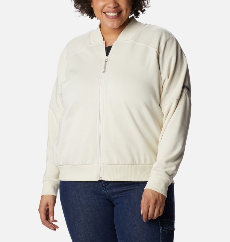 Women's Columbia Lodge French Terry Full Zip Jacket - Plus Size, Color: Chalk