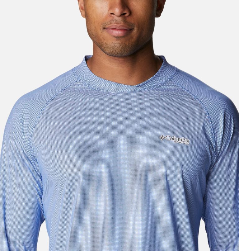 Men's PFG Terminal Deflector Ice Long Sleeve Shirt, Color: Blue Macaw