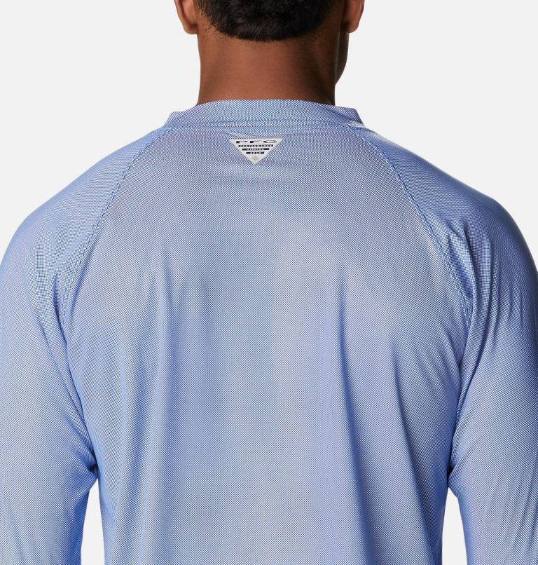 Men's PFG Terminal Deflector Ice Long Sleeve Shirt, Color: Blue Macaw, image 5