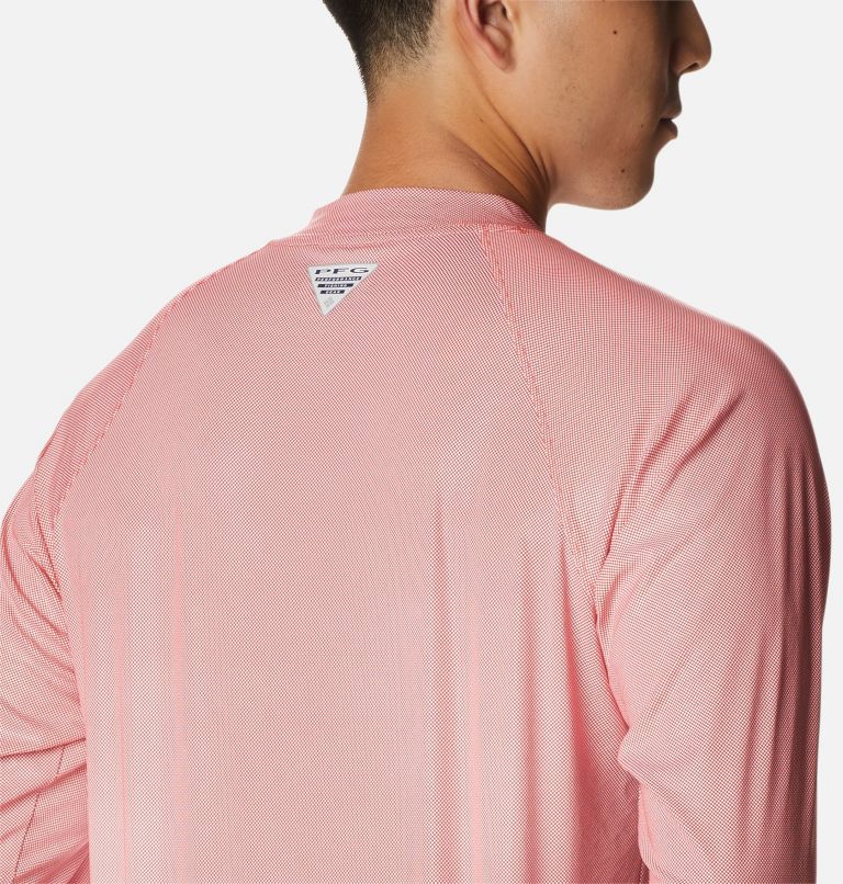 Thumbnail: Men's PFG Terminal Deflector Ice Long Sleeve Shirt, Color: Red Hibiscus, image 5