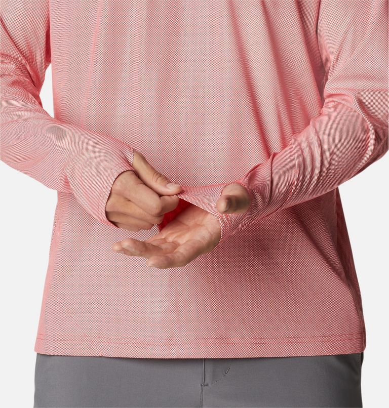 Thumbnail: Men's PFG Terminal Deflector Ice Long Sleeve Shirt, Color: Red Hibiscus, image 6