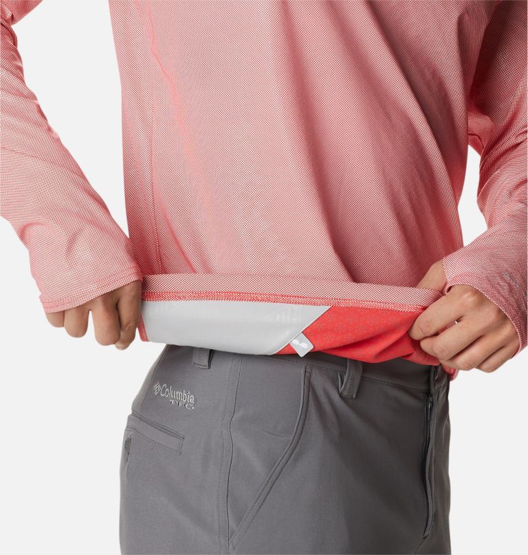 Thumbnail: Men's PFG Terminal Deflector Ice Long Sleeve Shirt, Color: Red Hibiscus, image 7