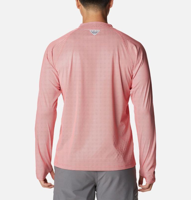 Men's PFG Terminal Deflector Ice Long Sleeve Shirt, Color: Red Hibiscus, image 2