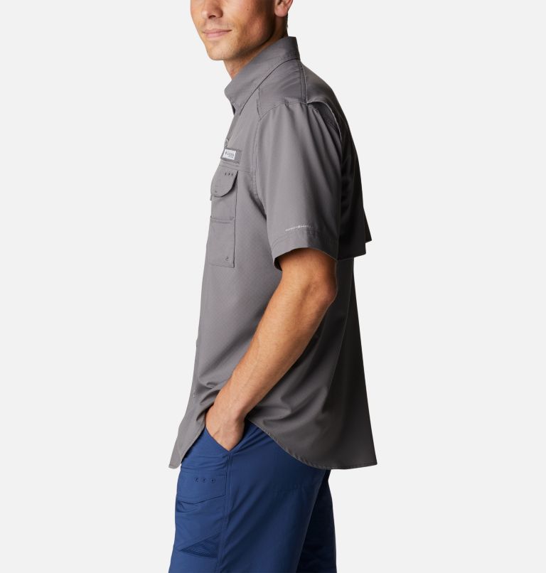 Men's PFG Blood and Guts Zero Woven Short Sleeve Shirt, Color: City Grey, image 3