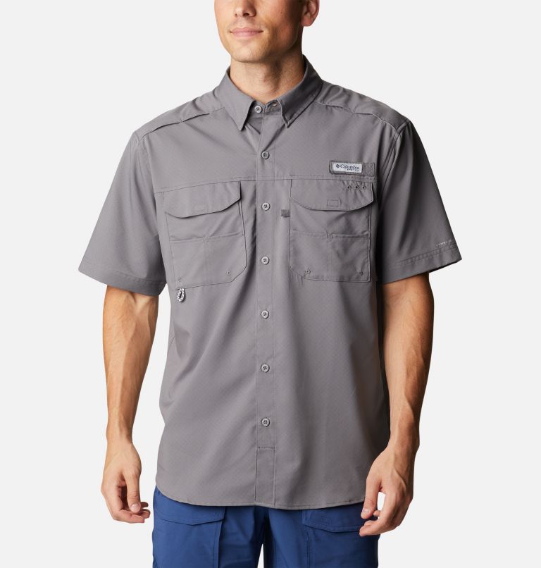 Thumbnail: Men's PFG Blood and Guts Zero Woven Short Sleeve Shirt, Color: City Grey, image 1