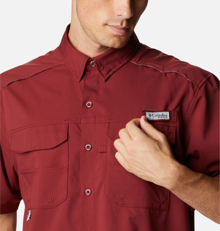 Men's PFG Blood and Guts Zero Woven Short Sleeve Shirt, Color: Red Jasper, image 4