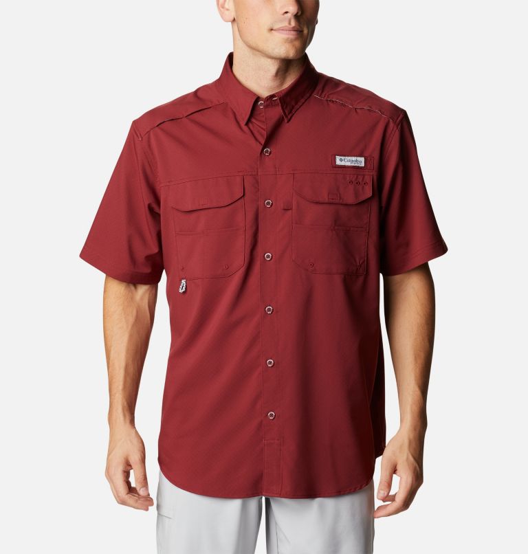 Men's PFG Blood and Guts Zero Woven Short Sleeve Shirt, Color: Red Jasper, image 1