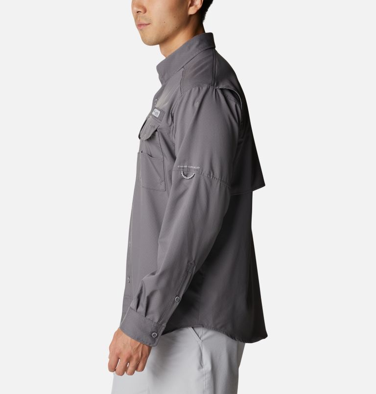Men's PFG Blood and Guts Zero Woven Long Sleeve Shirt, Color: City Grey, image 3