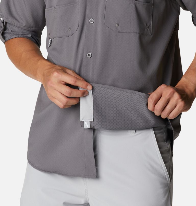 Men's PFG Blood and Guts Zero Woven Long Sleeve Shirt, Color: City Grey