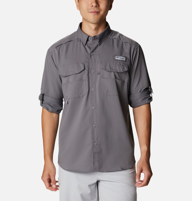 Men's PFG Blood and Guts Zero Woven Long Sleeve Shirt, Color: City Grey, image 7
