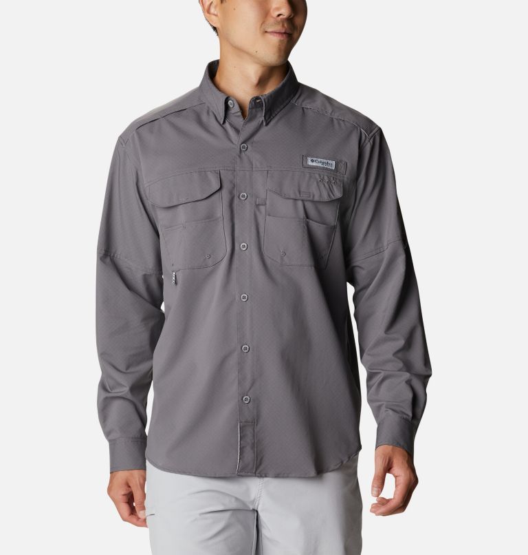 Thumbnail: Men's PFG Blood and Guts Zero Woven Long Sleeve Shirt, Color: City Grey, image 1