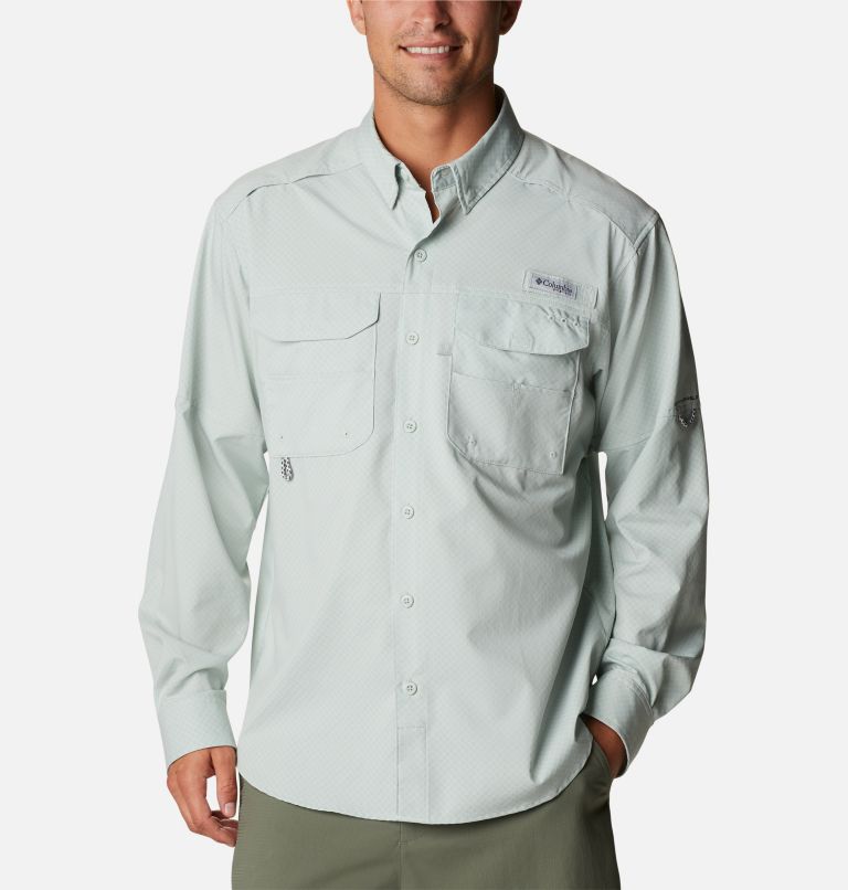 Men's PFG Blood and Guts Zero Woven Long Sleeve Shirt, Color: Cool Green, image 1