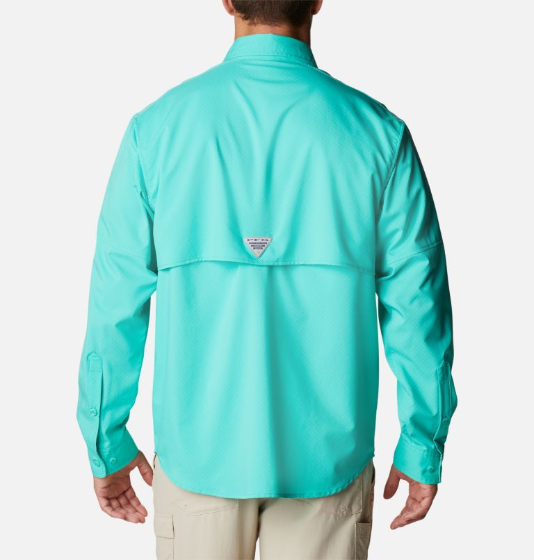 Men's PFG Blood and Guts Zero Woven Long Sleeve Shirt, Color: Electric Turquoise, image 2