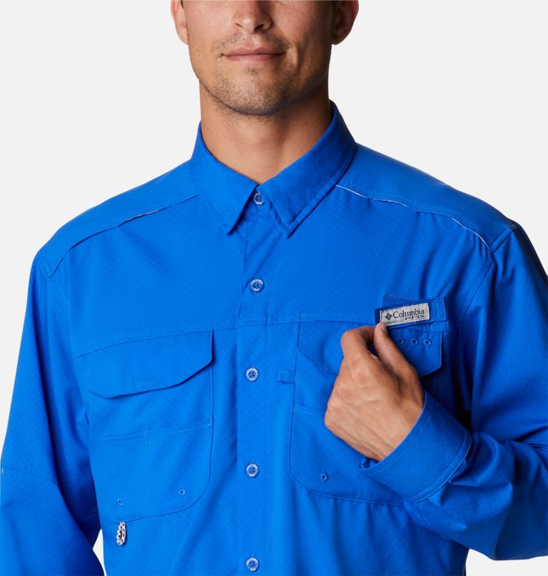 Thumbnail: Men's PFG Blood and Guts Zero Woven Long Sleeve Shirt, Color: Blue Macaw, image 4