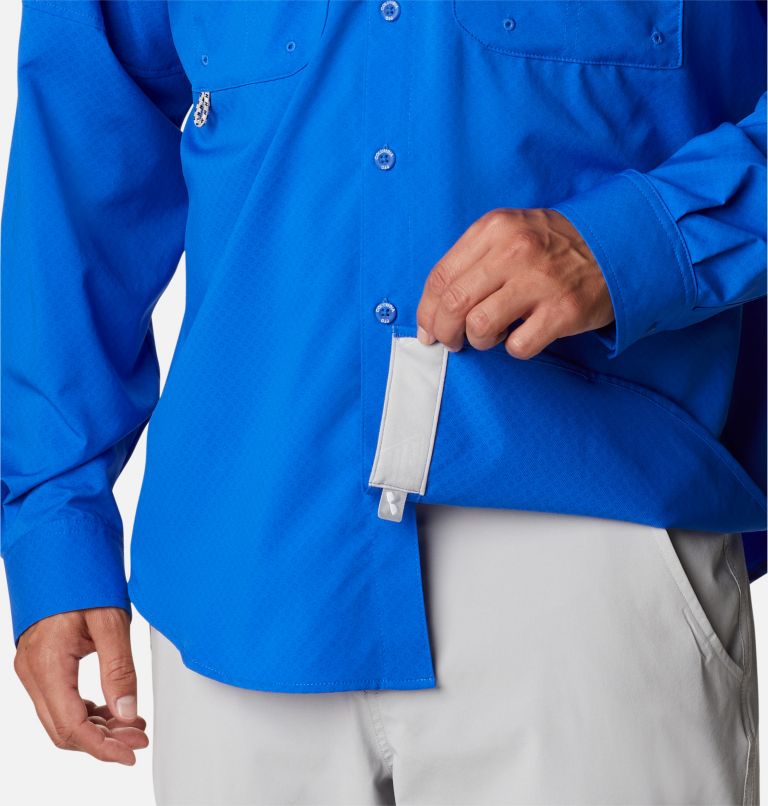 Thumbnail: Men's PFG Blood and Guts Zero Woven Long Sleeve Shirt, Color: Blue Macaw, image 6